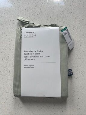 Simons MAISON Bamboo-Cotton Pillowcase Set in Sage Green